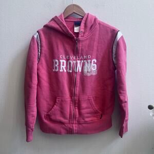 NFL Cleveland BROWN Team Hooded Full-Zip Sweater Coral Women's Size M